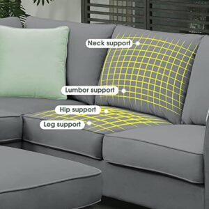 Flieks Modern Upholstered Living Room Sectional Sofa, L Shape Furniture Couch with 3 Pillows, Grey