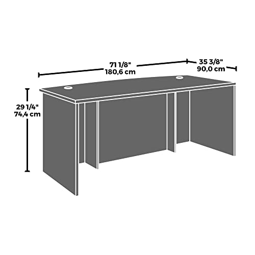 Sauder Affirm 72" x 78" Bowfront Executive L-Desk Combo, L: 71.10" x W: 35.43" x H: 29.29", Classic Cherry Finish