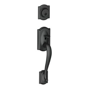 schlage f92-cam camelot dummy exterior handleset from the f-series, matte black