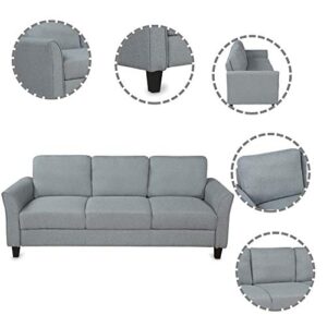 Harper & Bright Designs Living Room Furniture Set Single Armrest Sofa and 3-Seat Sofa Linen Fabric Upholstered Sofa Set, Grey