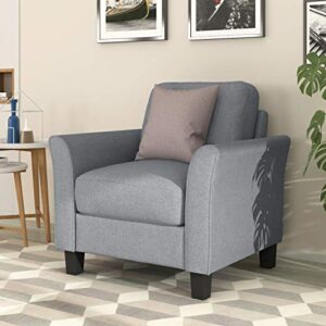 Harper & Bright Designs Living Room Furniture Set Single Armrest Sofa and 3-Seat Sofa Linen Fabric Upholstered Sofa Set, Grey