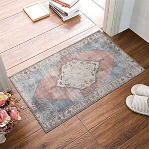 Adiva Rugs Machine Washable Area Rug with Non Slip Backing for Living Room, Bedroom, Bathroom, Kitchen, Printed Persian Vintage Home Decor, Floor Decoration Carpet Mat (Multi, 2' x 3')