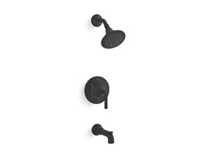 kohler ts27421-4-bl tone rite-temppressure-balancing bath and shower faucet trim set, 2.5 gpm, matte black