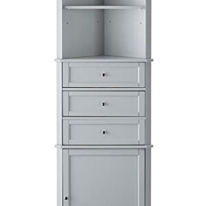 Home Decorators Collection Hampton Bay Corner Linen Bath Cabinet I, 3-Drawer, Dove Grey