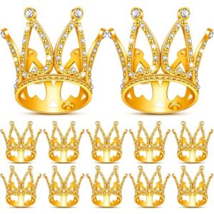 12 pieces crown cake topper mini baby crown tiny queen crown small princess headpiece cake decoration for women lady girl bridal wedding royal themed baby shower decor birthday party(gold,12 pieces)
