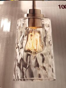 home decorators collection 1-light brushed nickel mini-pendant with clear hammered glass