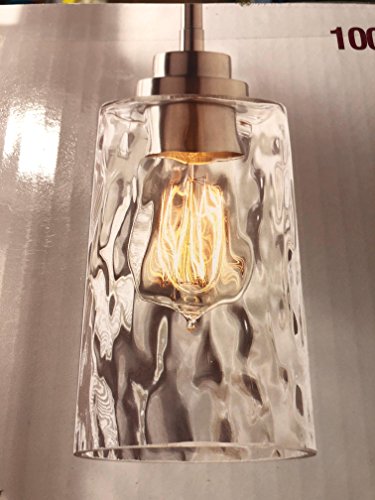 Home Decorators Collection 1-Light Brushed Nickel Mini-Pendant with Clear Hammered Glass