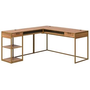 sauder international lux engineered wood l-shaped desk in sindoori mango