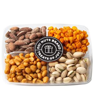 4 Section Nuts Gift Basket | Freshly Roasted Assorted Nuts Party Tray | Healthy Snack Gift Box for Birthday, Friends, Men & Women - Oh! Nuts