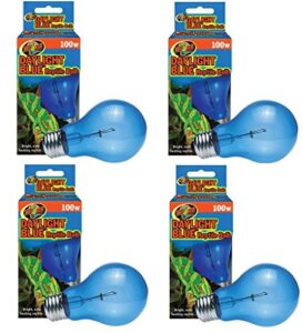 (4 pack) zoo med daylight blue reptile bulbs – 100 watt each