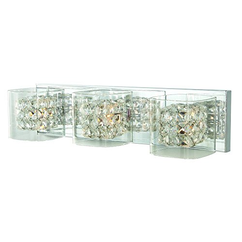 Home Decorators Collection Crystal Cube 3-Light Polished Chrome Vanity Light