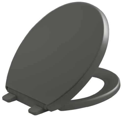 KOHLER K-4009-58 Reveal Quiet-Close with Grip-Tight Bumpers Round-front Toilet Seat, Thunder Grey