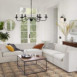 SEOL-Light 36" Dia Classic Candelabra Style Large Branch Iron Chandeliers Ceiling Hanging Pendant Light Fixture 6 Light 240W Black Painted Indoor