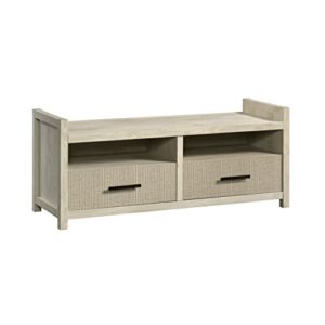 sauder pacific view entryway bench, l: 48.47″ x w: 17.48″ x h: 20.16″, chalked chestnut finish