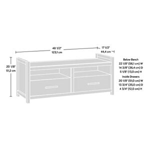 Sauder Pacific View Entryway Bench, L: 48.47" x W: 17.48" x H: 20.16", Chalked Chestnut Finish