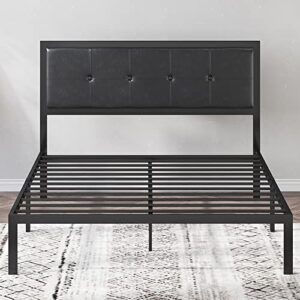neolewa queen size faux leather classic platform soft article bed frame with support slats, full