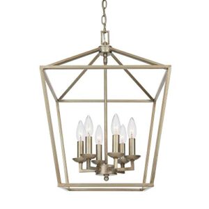 Home Decorators Collection Weyburn 6-Light Antique Silver Leaf Caged Chandelier