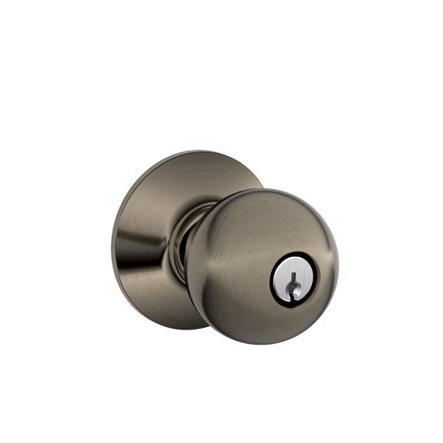 SCHLAGE F51A ORB 620 Orbit Knob Keyed Entry Lock, Antique Pewter