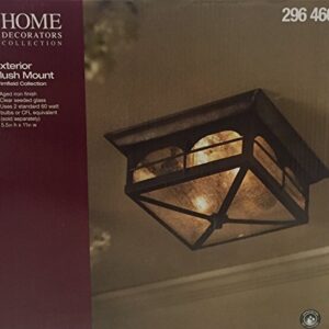 Home Decorators Collection Flushmount 2-Light Outdoor Aged Iron Lantern