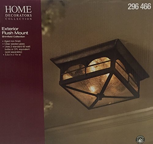 Home Decorators Collection Flushmount 2-Light Outdoor Aged Iron Lantern