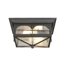 Home Decorators Collection Flushmount 2-Light Outdoor Aged Iron Lantern