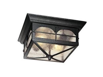 Home Decorators Collection Flushmount 2-Light Outdoor Aged Iron Lantern