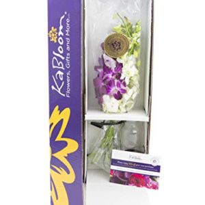 Kabloom PRIME OVERNIGHT DELIVERY - Exotic Opal Orchid  Bouquet of Purple and White Orchids from Thailand with Vase