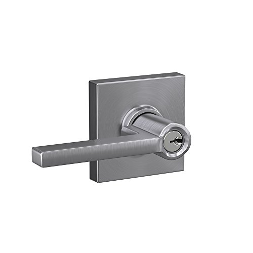 SCHLAGE F51A LAT 626 COL Latitude Lever with Collins Trim Keyed Entry Lock, Satin Chrome