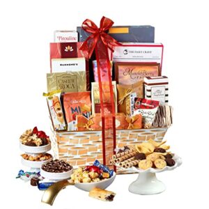broadway basketeers gourmet food gift basket snack gifts for women, men, families, college – delivery for holidays, appreciation, thank you, congratulations, corporate, get well soon care package