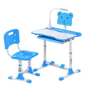 articles for daily use children’s study desk and chair set, height-adjustable, multi-function and liftable study desk, bookshelf with led light, student writing desk with pull-out drawer