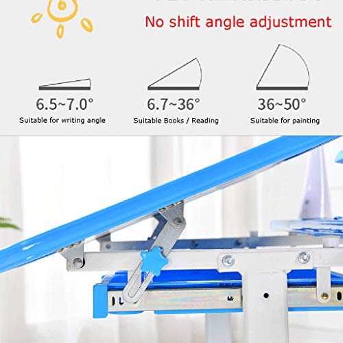 Articles for daily use Children's Study Desk and Chair Set, Height-Adjustable, Multi-Function and Liftable Study Desk, Bookshelf with LED Light, Student Writing Desk with Pull-Out Drawer