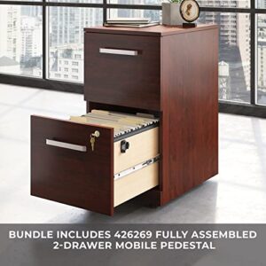 OfficeWorks by Sauder Affirm 72 X 30 Shel 2 Drawer Pedestal Ste, L: 71.10" x W: 29.53" x H: 29.29", Classic Cherry Finish