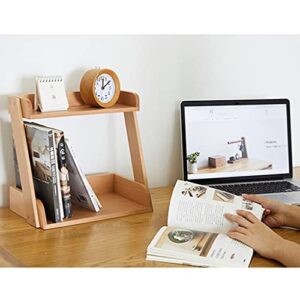 Solid Wood Bookshelf Book Storage Rack Article Storage Rack Small Storage Rack Desktop Storage Rack Suitable for Bedroom, Living Room, Office