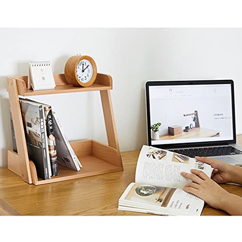 Solid Wood Bookshelf Book Storage Rack Article Storage Rack Small Storage Rack Desktop Storage Rack Suitable for Bedroom, Living Room, Office