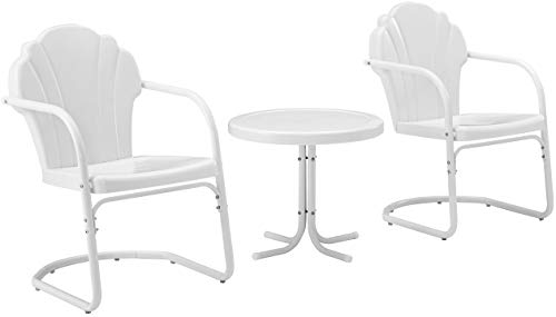 Crosley Furniture KO10011WH Tulip Retro Metal 3-Piece Seating Set (2 Chairs and Side Table), White