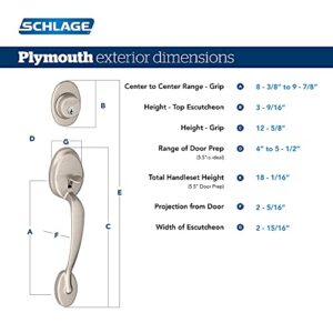 SCHLAGE F60 V PLY 609 FLA Plymouth Front Entry Handleset with Flair Lever, Deadbolt Keyed 1 Side, Antique Brass