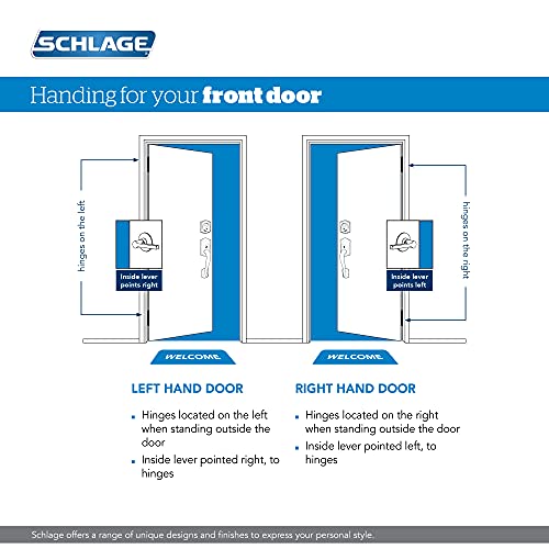 SCHLAGE F60 V PLY 609 FLA Plymouth Front Entry Handleset with Flair Lever, Deadbolt Keyed 1 Side, Antique Brass