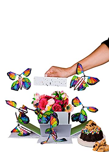 Send a Cake Explosion Box Gift with Flying Butterfly Surprise- Birthday, Holiday, Special Occasion – Birthday Treat for Women, Men, Adults, Kids