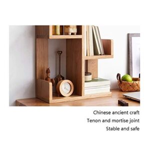 Bookcases Desktop Small Bookshelf,Asymmetric Four Grid Desk Book Shelf,for Storage of Textbooks and Article,Freestanding Display Bookshelf Bookshelf (Color : Walnut Color)