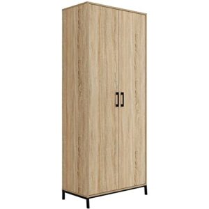 sauder north avenue 2-door storage cabinet in charter oak, charter oak finish