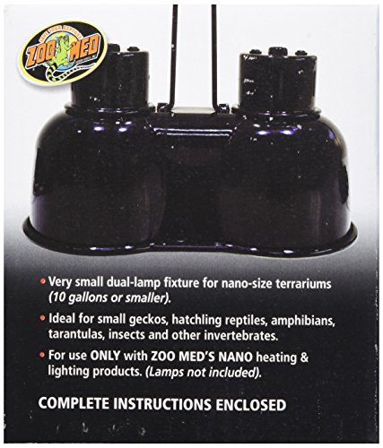 Zoo Med Nano Combo Dome Lamp Fixture, 40 Watts Per Socket, LF-36e, Silver