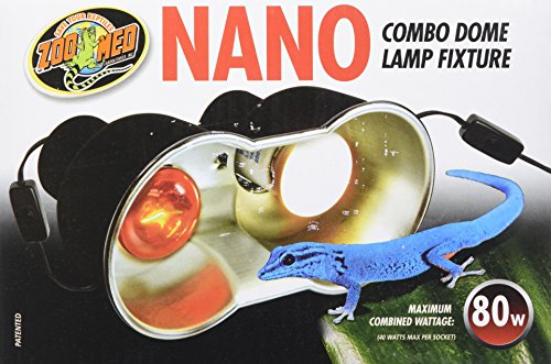 Zoo Med Nano Combo Dome Lamp Fixture, 40 Watts Per Socket, LF-36e, Silver