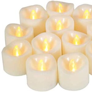 Led Flickering Flameless Votive Tea Lights Candles With Remote Control Battery Operated Set Of 12 / Electric Outdoor Tealights Timer Candle For Christmas,Xmas Decorations (Batteries Included) 200Hours