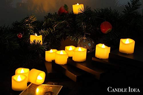 Led Flickering Flameless Votive Tea Lights Candles With Remote Control Battery Operated Set Of 12 / Electric Outdoor Tealights Timer Candle For Christmas,Xmas Decorations (Batteries Included) 200Hours