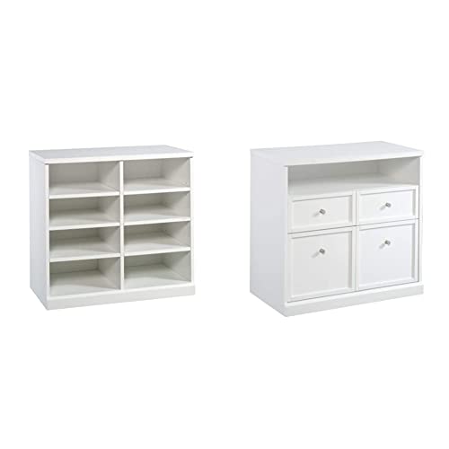 Sauder Craft Pro Series Open Storage Cabinet, White Finish & Craft Pro Series Storage Cabinet, White Finish