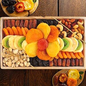 LARGE 10 Varieties—Holidays Nut and Dried Fruit Gift Basket, — Healthy Gift Option in Reusable WoodenTray—PRIME ARRANGEMENT PLATTER Gourmet Snack Food Box - Christmas, Corporate Treat Box, Sympathy