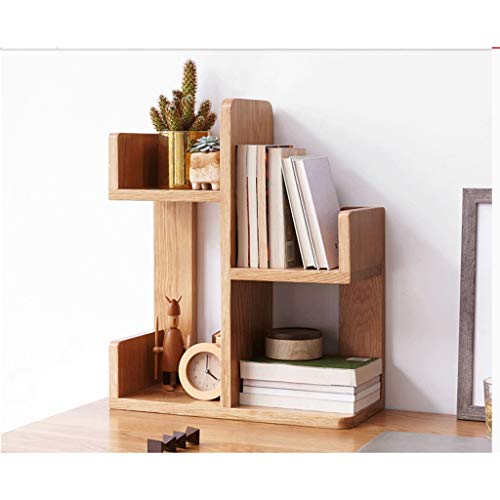 Bookshelf Gifts Desktop Small Bookshelf,Asymmetric Four Grid Desk Book Shelf,for Storage of Textbooks and Article,Freestanding Display Bookshelf Multipurpose Book Rack (Color : Natural Wood Color)