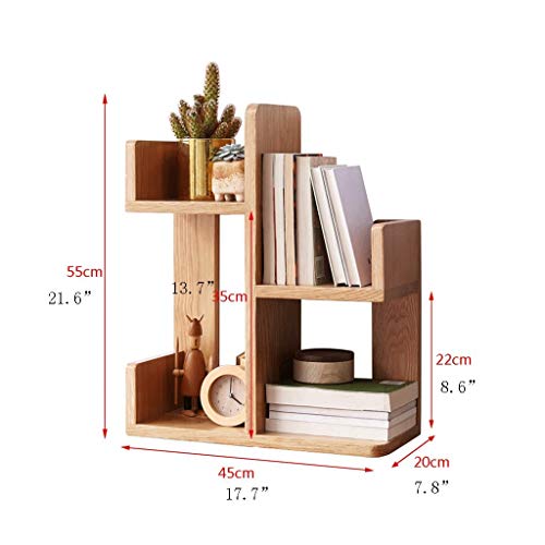 Bookshelf Gifts Desktop Small Bookshelf,Asymmetric Four Grid Desk Book Shelf,for Storage of Textbooks and Article,Freestanding Display Bookshelf Multipurpose Book Rack (Color : Natural Wood Color)