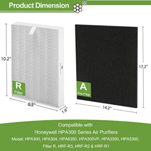 Smilyan 6 Pack Hpa300 HEPA Replacement Filter R for Honeywell HPA300 HPA200 HPA100 HPA090 Series Air Purifier, Compared to HRF-R3 HRF-R2 HRF-R1 (6 Hepa + 8 Carbon)