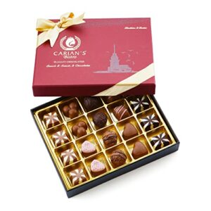 carian’s bistro valentines holiday chocolate box luxury selection, christmas gifts chocolate assortment, belgium chocolate gift box, boxed for chocolate lovers, premium gourmet chocolate, red gift box, 20 pieces